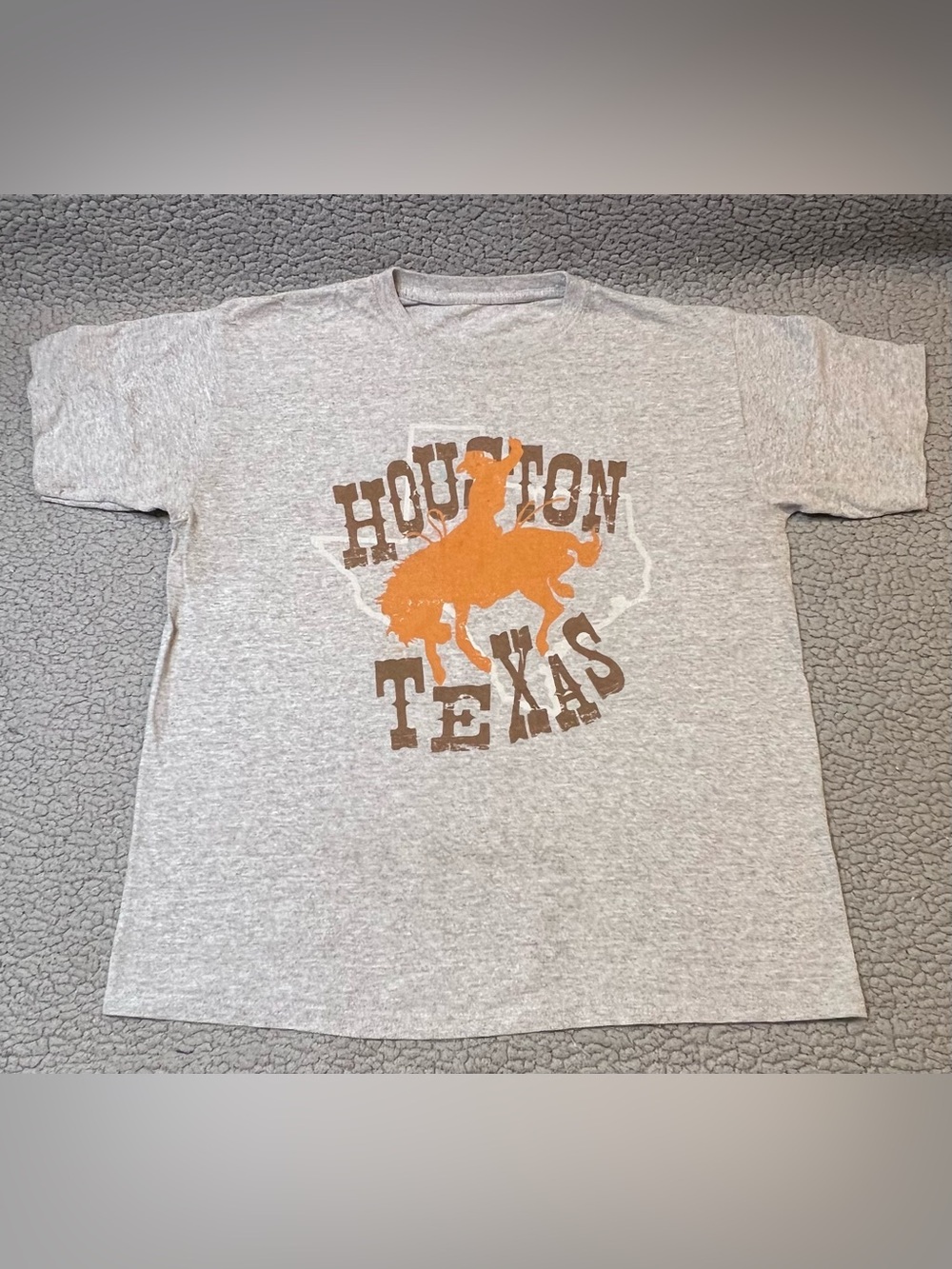 Houston Texas Short Sleeve T Shirt Boys Size Large Gray And Orange